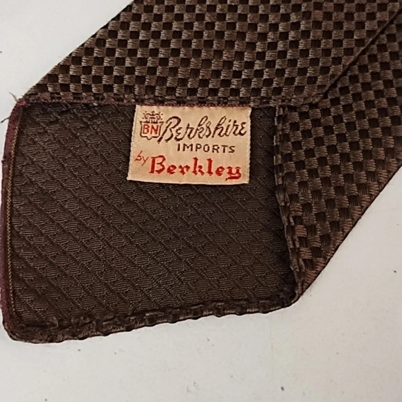 Vintage 50's Berkshire By Berkley Tie Narrow Art Deco Brown Mustard Retro - Picture 2 of 6